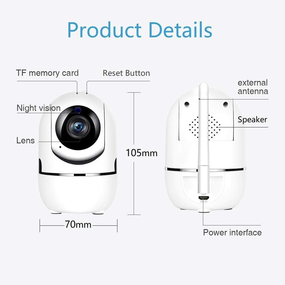 HD night vision baby monitor with 360° rotation, showing clear display even in low light and offering full-room surveillance.