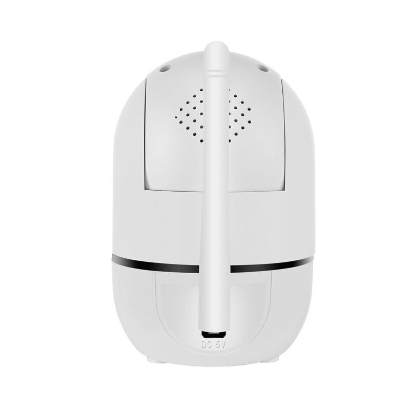 HD night vision baby monitor with 360° rotation, showing clear display even in low light and offering full-room surveillance.