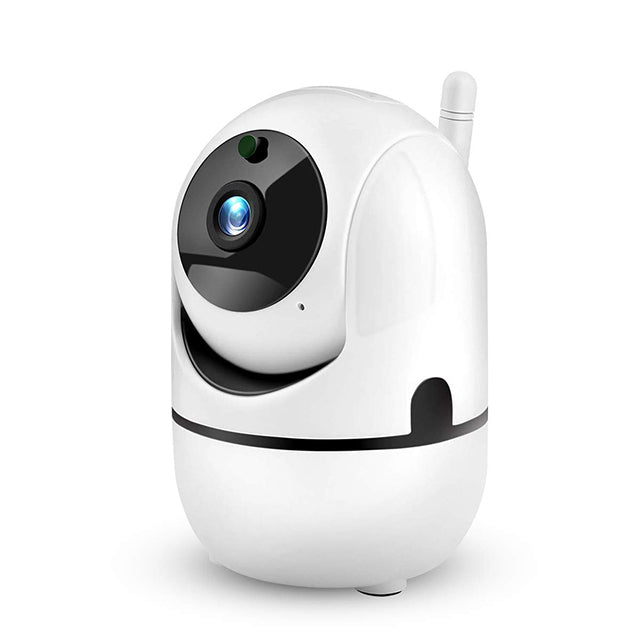 HD night vision baby monitor with 360° rotation, showing clear display even in low light and offering full-room surveillance.