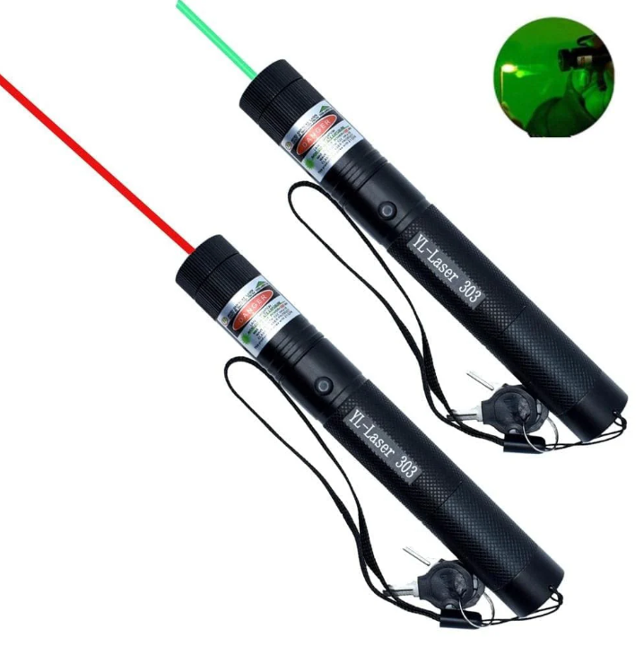 "High-intensity portable laser pointer with bright green beam, ideal for presentations and outdoor use. Compact and durable."