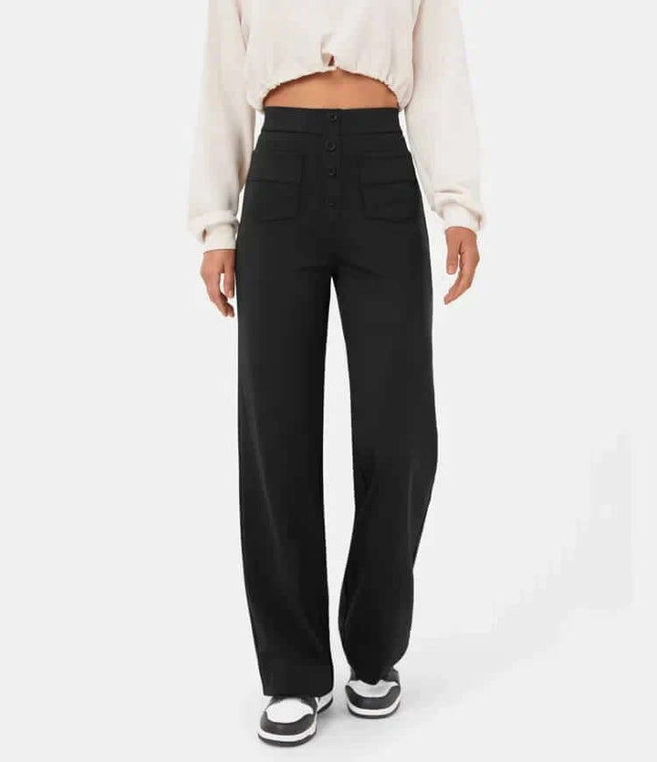 Comfortable High-Waisted Elastic Trousers for Women
