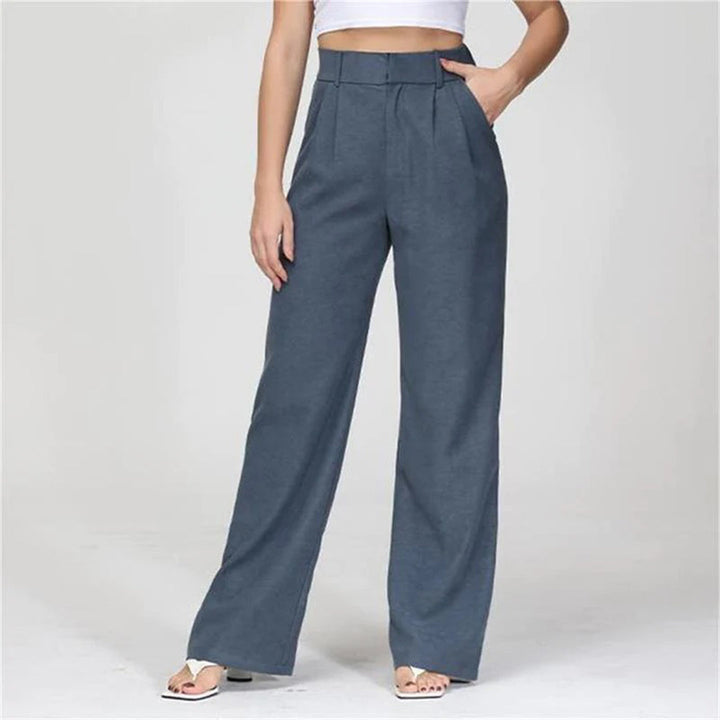 High-waisted wide leg tailored work pants for women, perfect for professional office attire.