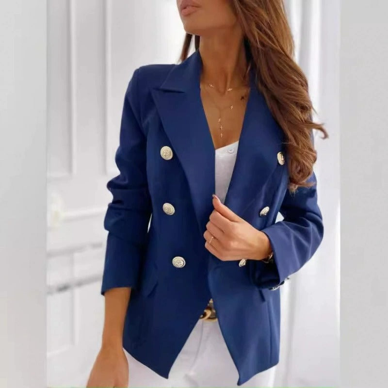 Women's Elegant Business Long Double-Breasted Blazer