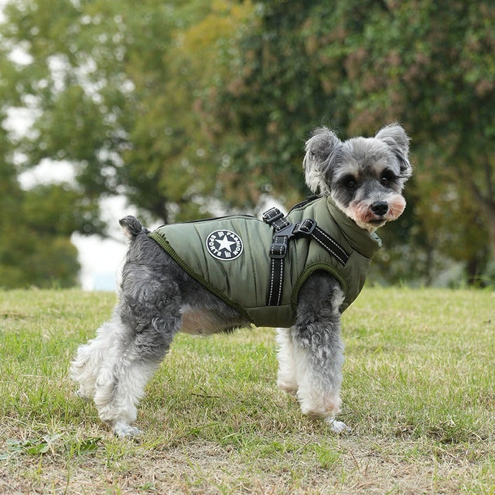 Waterproof Dog Winter Jacket with Built-In Harness