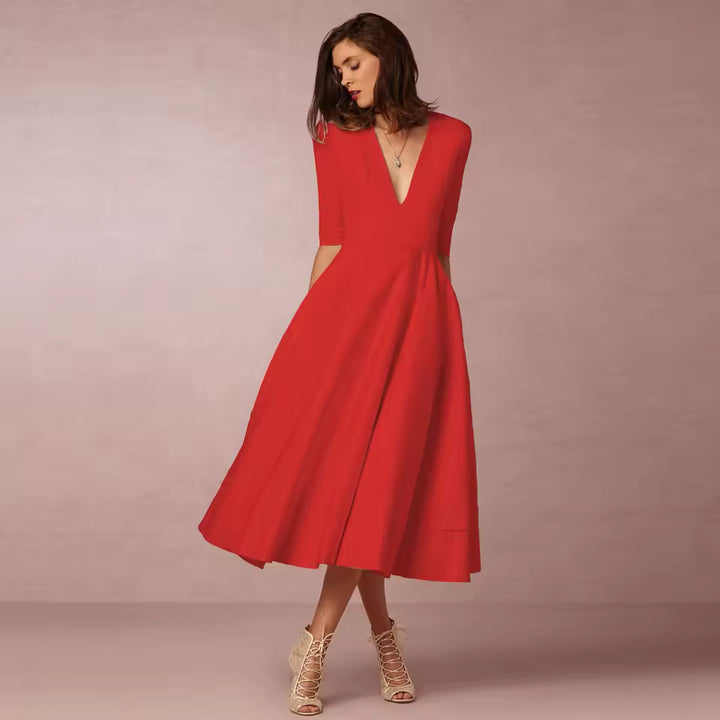 Women’s A-Line V-Neck Short Sleeve Mini Dress for Spring/Summer