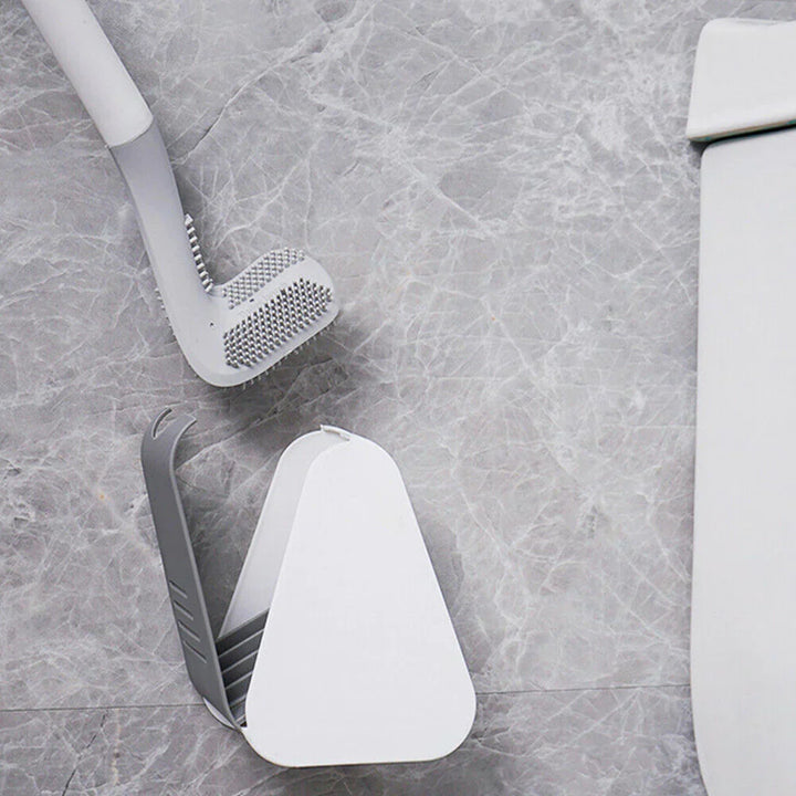 Innovative self-cleaning hygienic toilet brush with sleek design, durable bristles, and matching holder in vibrant colors for