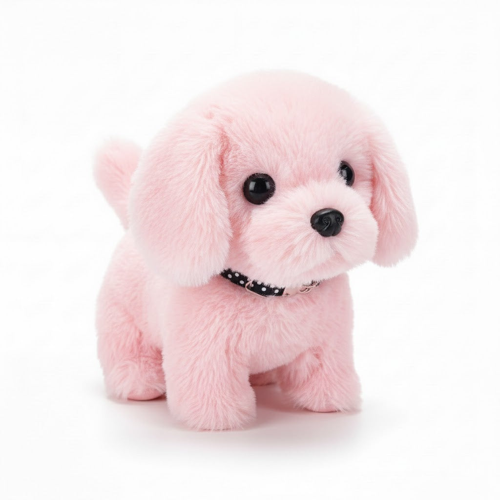 Interactive walking plush puppy, a charming electronic pet and soft animal toy for kids.