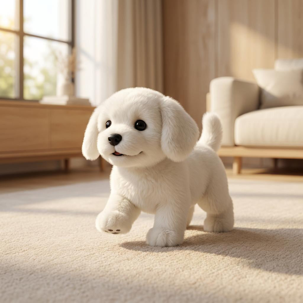 Walking puppy plush toy, an interactive electronic pet and realistic companion for kids.