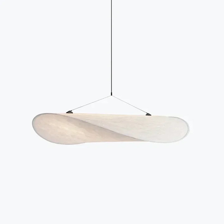 "Japanese Silk Handmade Chandelier with elegant wave-inspired design, side view showcasing luxurious silk fabric brilliance."