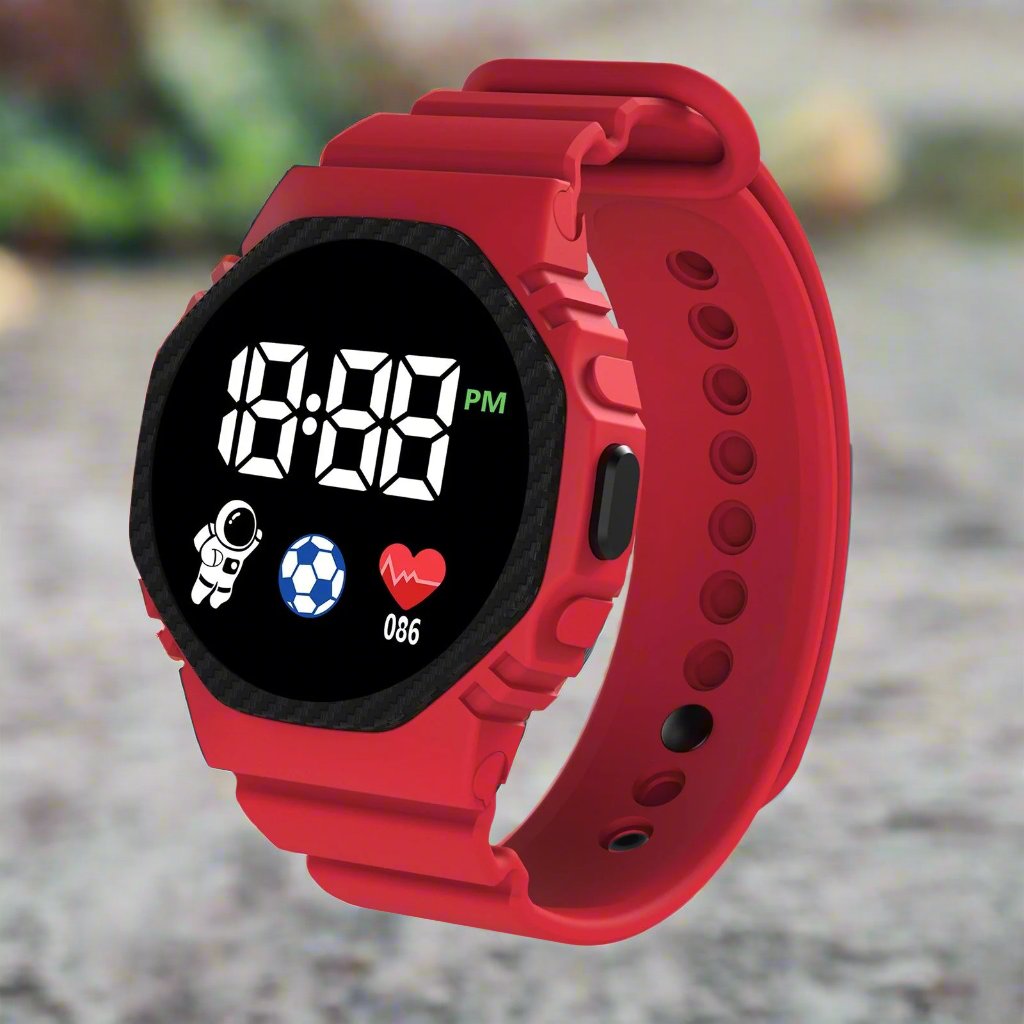 Kid's Digital Sports Watch, durable & waterproof for active outdoor play.