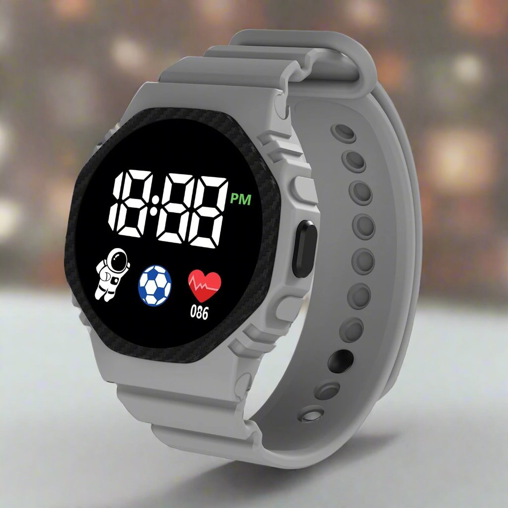 Waterproof digital sports watch for kids, perfect for adventurous boys & girls.