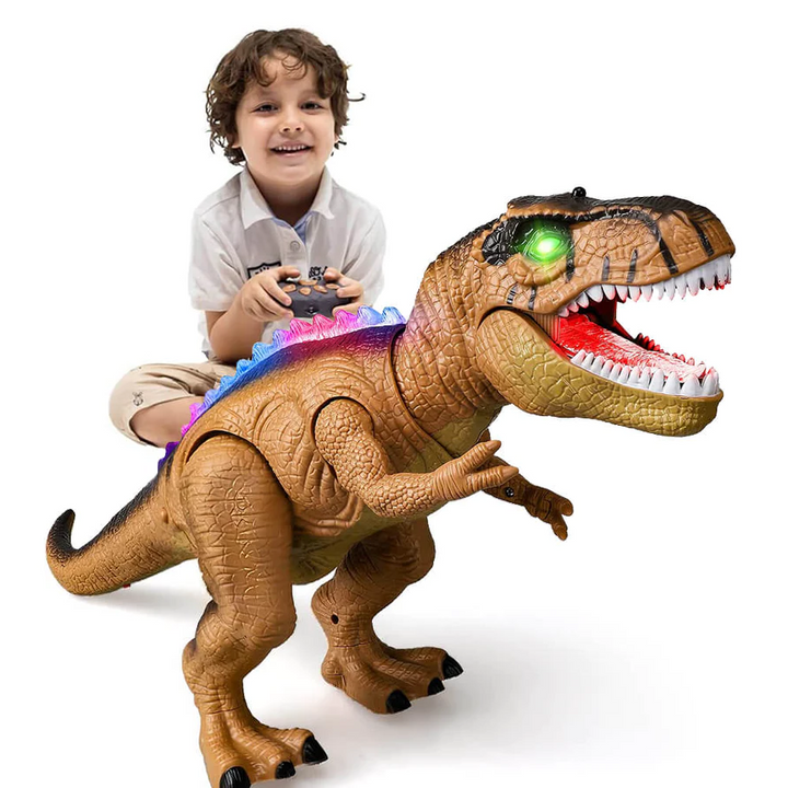 Kids' electric remote control dinosaur toy; walks, roars & lights up. Interactive T-Rex for boys & girls.