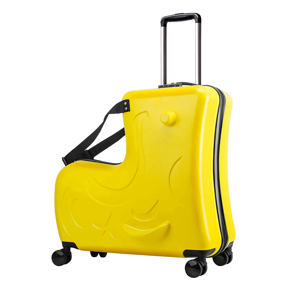 Portable kids' ride-on luggage, a children's carry-on designed for toddlers, perfect for family travel.