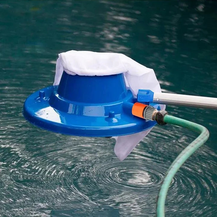 "Large pool leaf vacuum with powerful suction, cleaning debris efficiently; lightweight, maneuverable design for easy use."