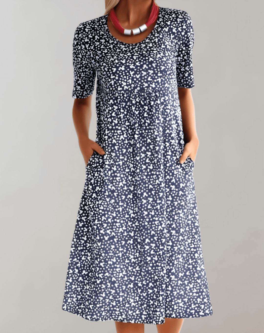 Elegant flowy V-neck summer dress for women. Versatile for casual outings or special events.