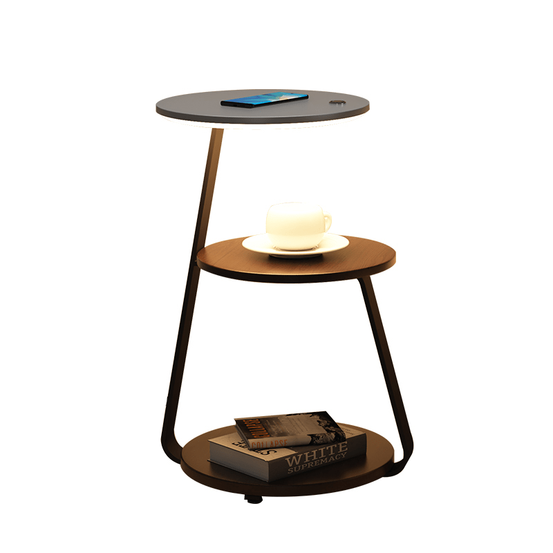 Luxurious double-layered side table with storage; elegant design with durable steel, available in wood or stone finishes.