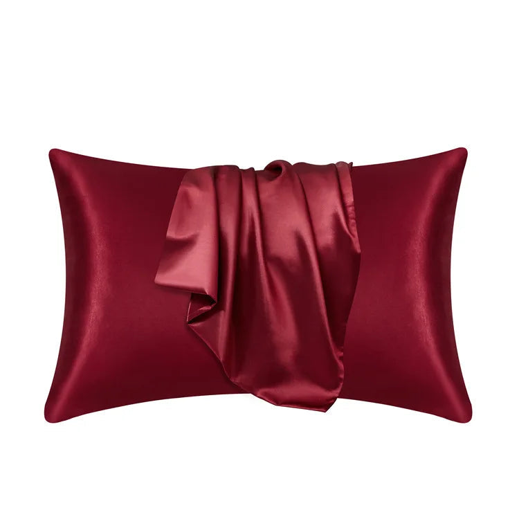 Luxurious mulberry silk pillowcase, unisex, pure silk, close-up of elegant smooth texture enhances skin and hair health.