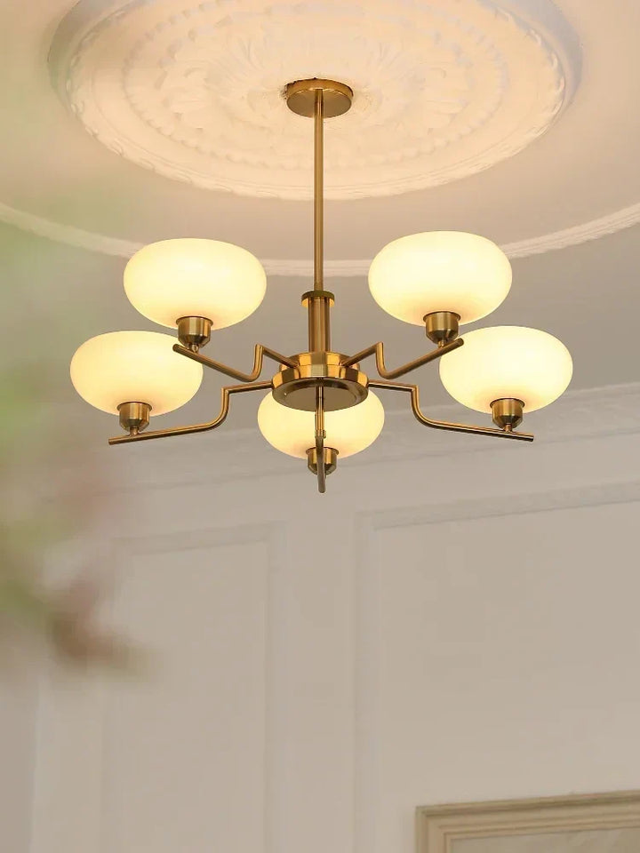 Medieval chandelier with Bauhaus style, featuring elegant details and multiple light fixtures, for home decor.