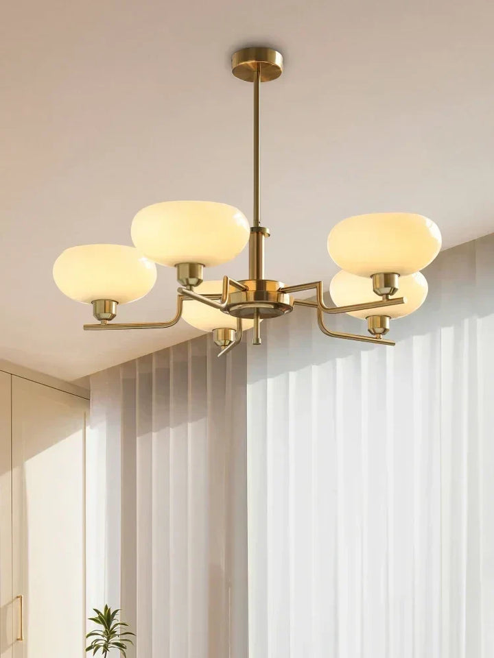 Medieval chandelier with Bauhaus style, featuring elegant details and multiple light fixtures, for home decor.