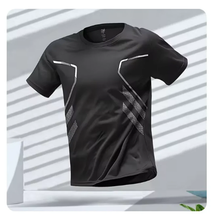 Moisture-wicking men's performance tee, quick-dry short sleeve for running & intense workouts. Breathable sports shirt.