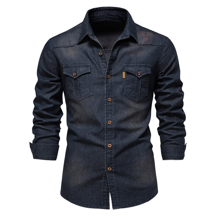 Hugo men's classic denim shirt, a comfortable long-sleeve button-up for effortless everyday style.