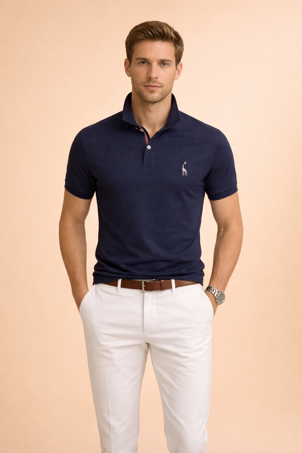 Men's classic tailored polo shirt in blue, perfect for a smart casual and versatile everyday look.