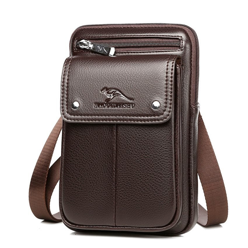 Stylish men's PU leather crossbody travel bag with adjustable strap, perfect for carrying daily essentials.