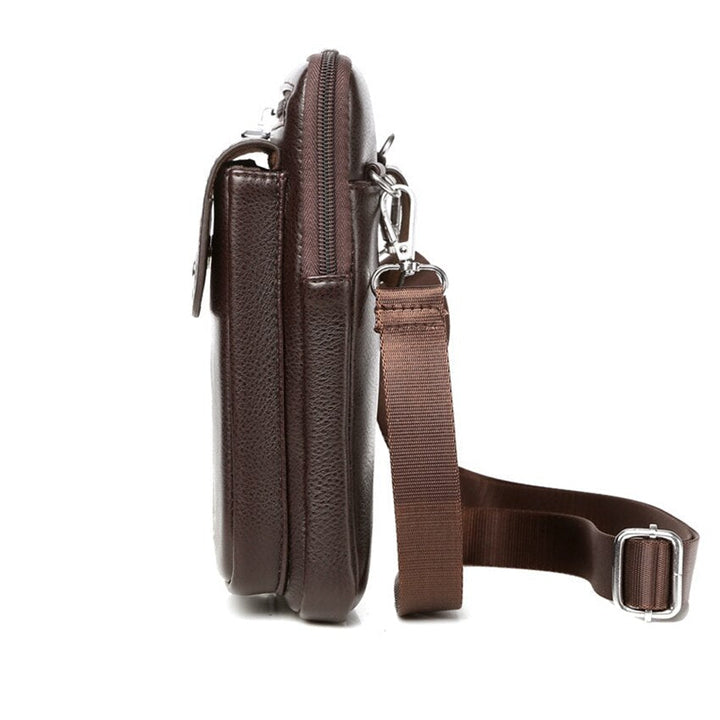 Sleek men's PU leather crossbody bag, black, with adjustable strap. A versatile men's accessory for daily use.