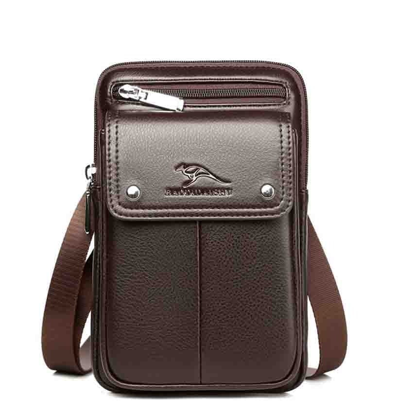 Everyday men's small PU leather crossbody bag with adjustable strap, great for carrying essentials on the go.