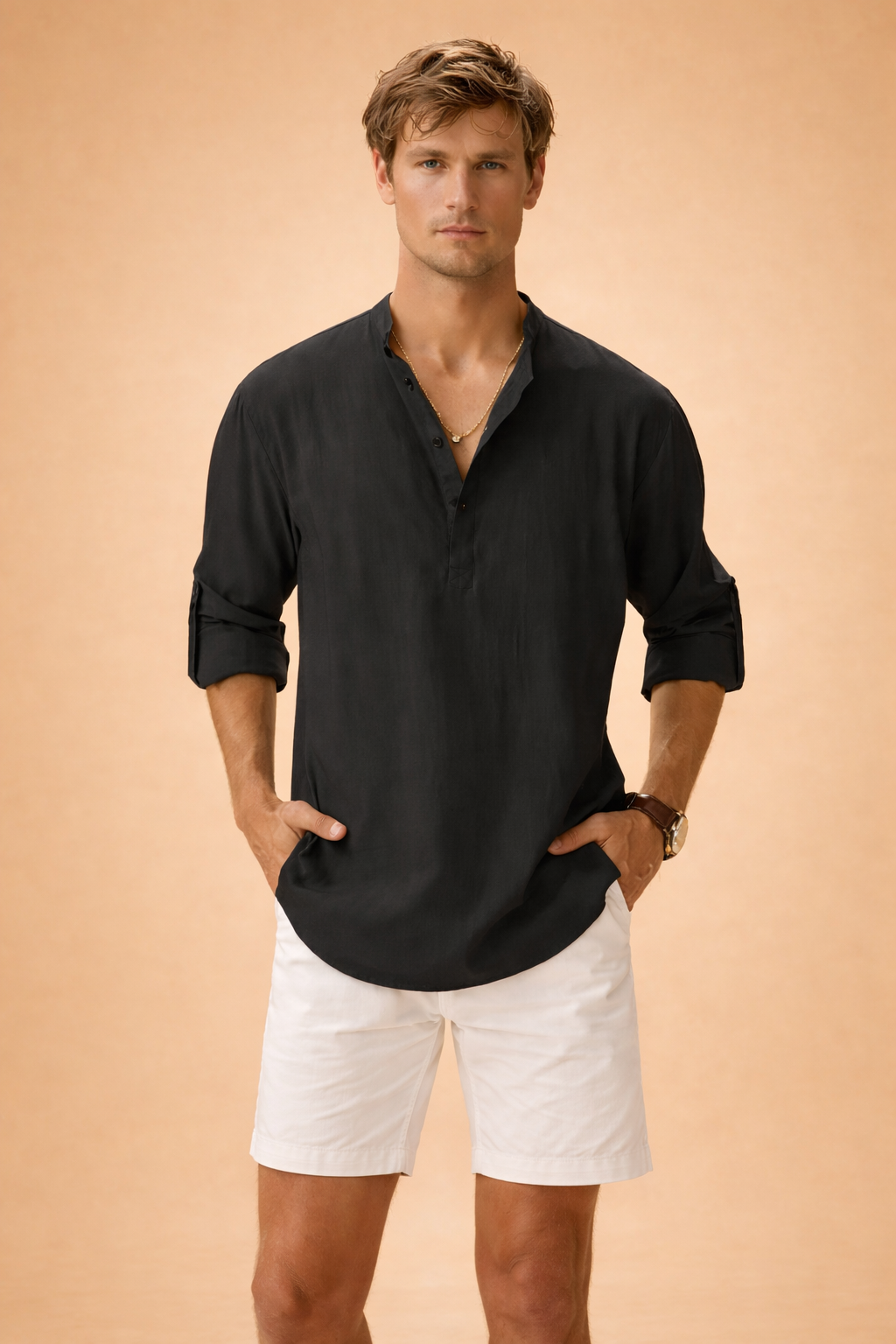 Everyday men's long sleeve crew neck shirt, perfect for effortless casual fashion.