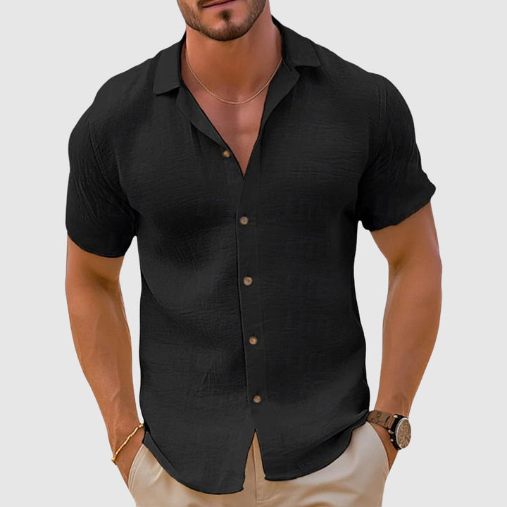 Men's luxe loungewear signature polo shirt, ultimate comfort for casual everyday wear. Stylish collared summer top.