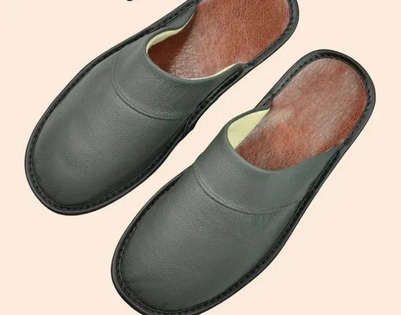Lucas luxury leather men's slippers, providing ultimate warmth, comfort, and style for home.