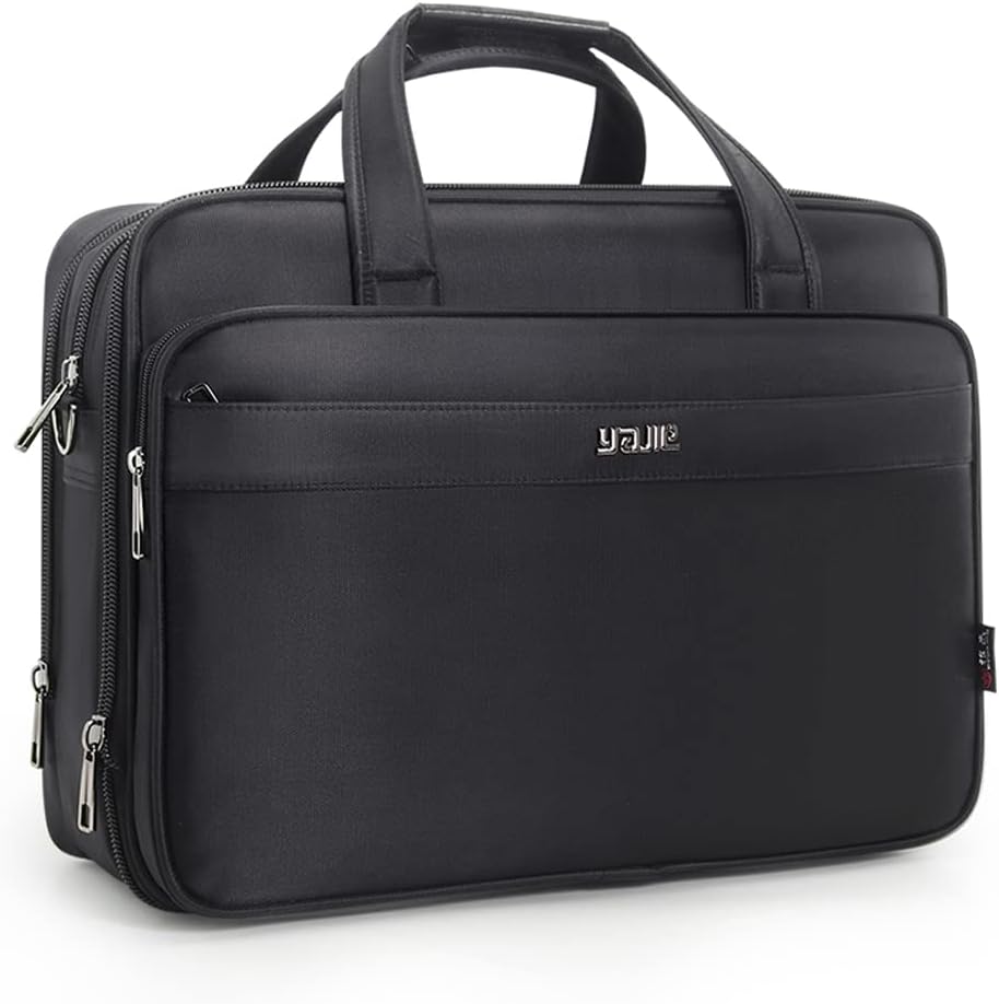 Men's professional canvas laptop briefcase with shoulder strap. Ideal for business travel and daily commute.