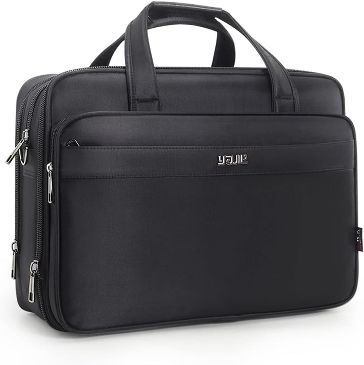 Men's professional canvas laptop briefcase with shoulder strap. Ideal for business travel and daily commute.