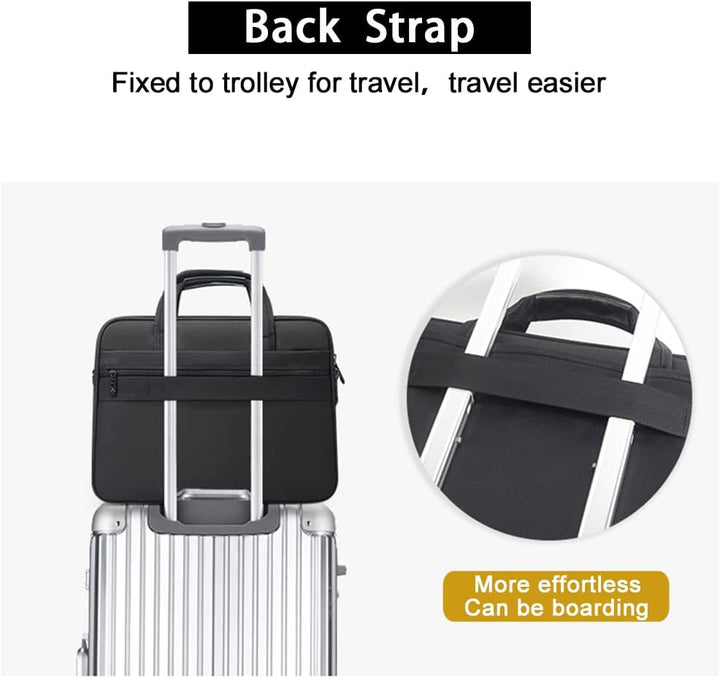 Man walking with a sleek professional canvas laptop briefcase, perfect for business commutes & travel.