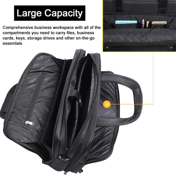 Versatile men's canvas laptop briefcase, functioning as a business tote, work bag, or travel essential.