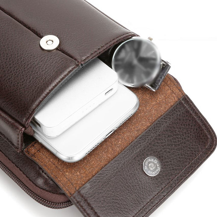 Convenient black PU leather men's small crossbody bag, keeping essentials safe and accessible.