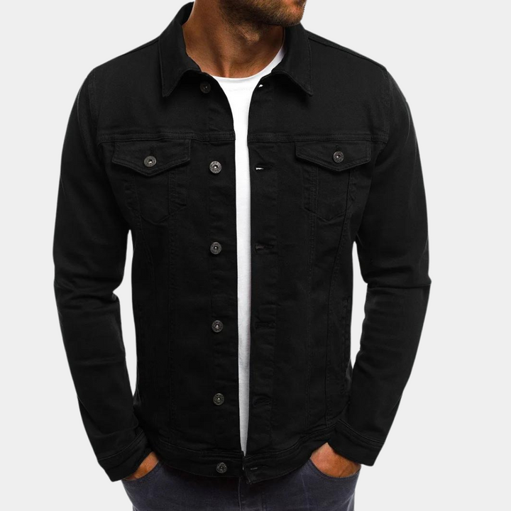 Close-up of a men's button-down shirt showing collar and placket detail, a key men's fashion staple.