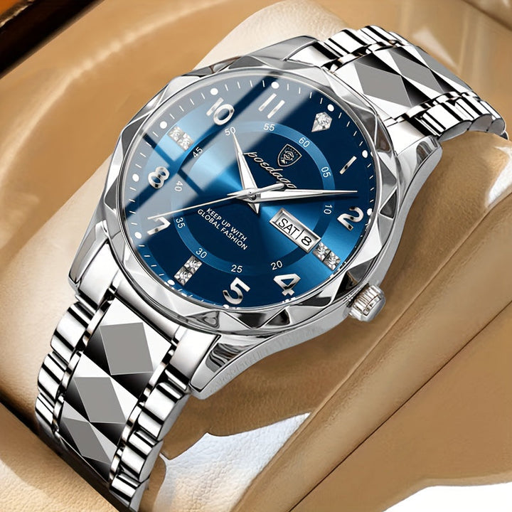 Men's titanium watch, combining elegant style with sports watch durability & dual display.