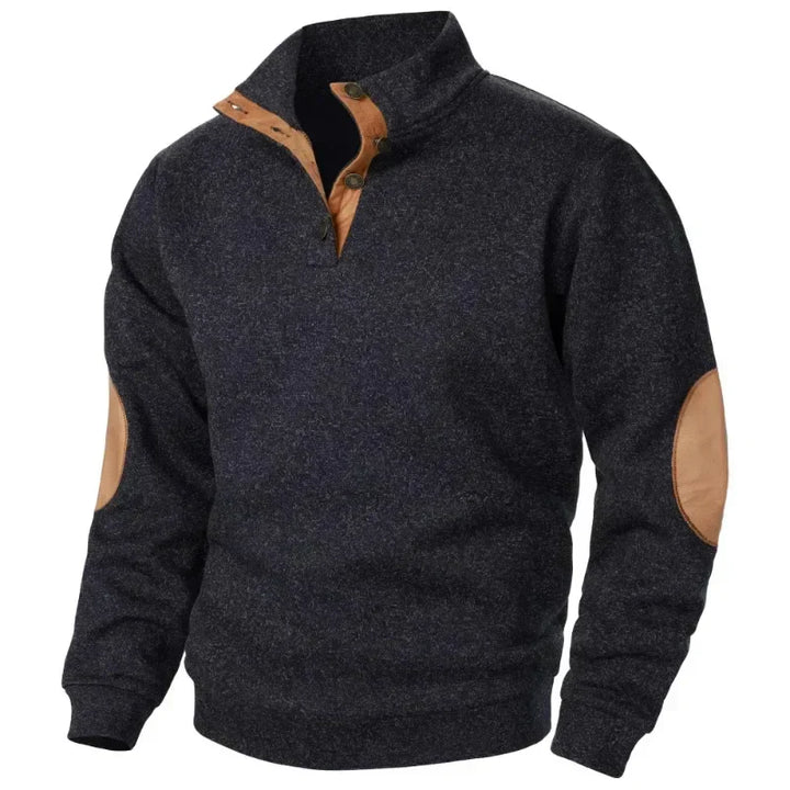 New men's V-neck sweatshirt in blue for comfortable casual style. Versatile outdoor activewear for autumn.