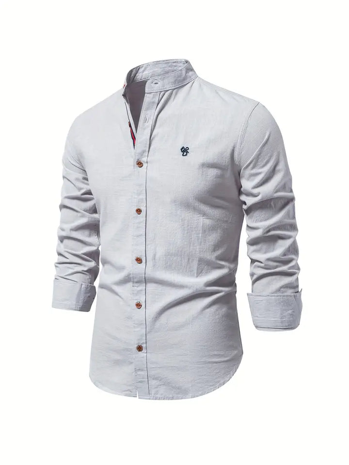 Men's versatile long-sleeve button-up shirt, perfect for spring casual or dressy looks.
