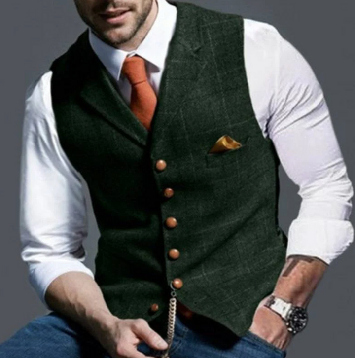 Men's vintage style vest, a versatile layering piece for classic formal and casual looks.