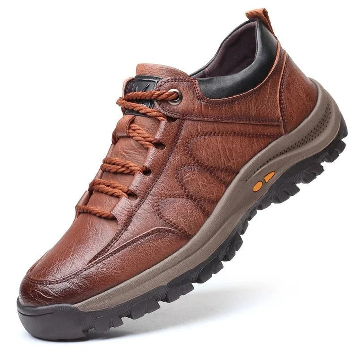 Black men's waterproof comfort shoes for smooth walk. Durable, non-slip, offering posture support for casual wear.