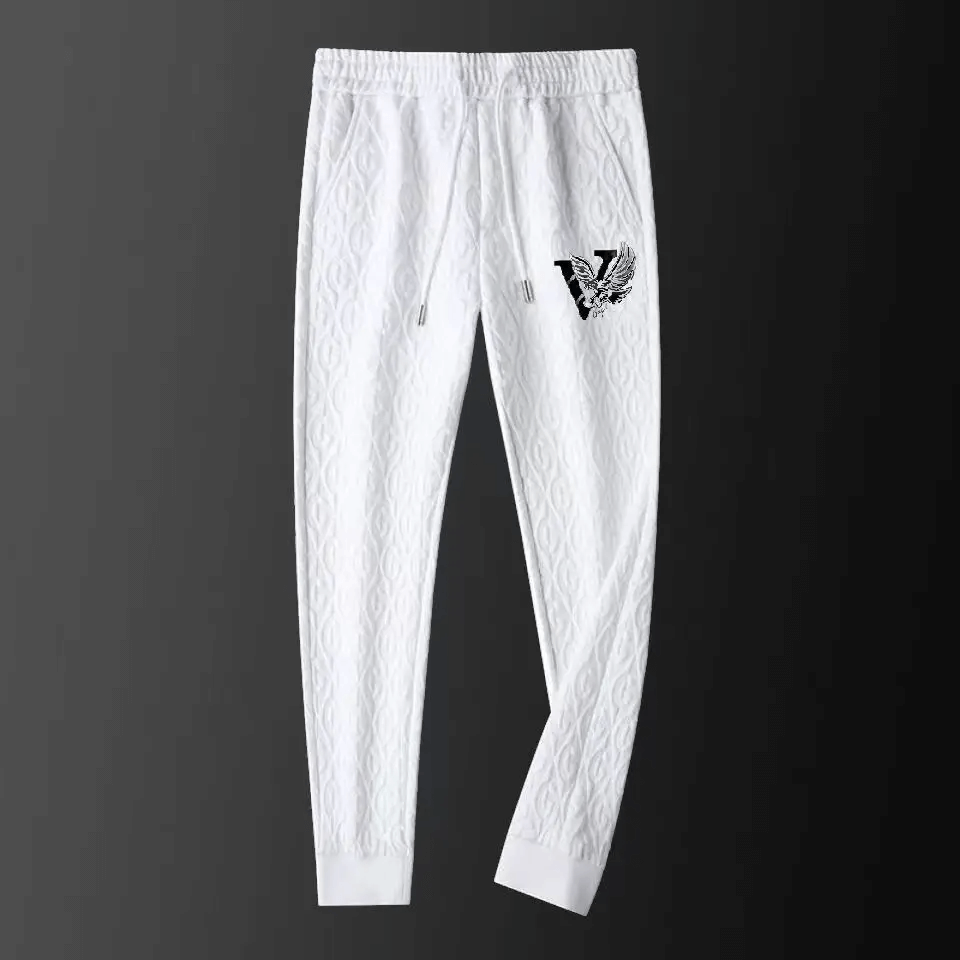 Men's cable-knit tracksuit set, full-zip jacket, drawstring pants, elegant and comfortable design, ideal for casual wear.
