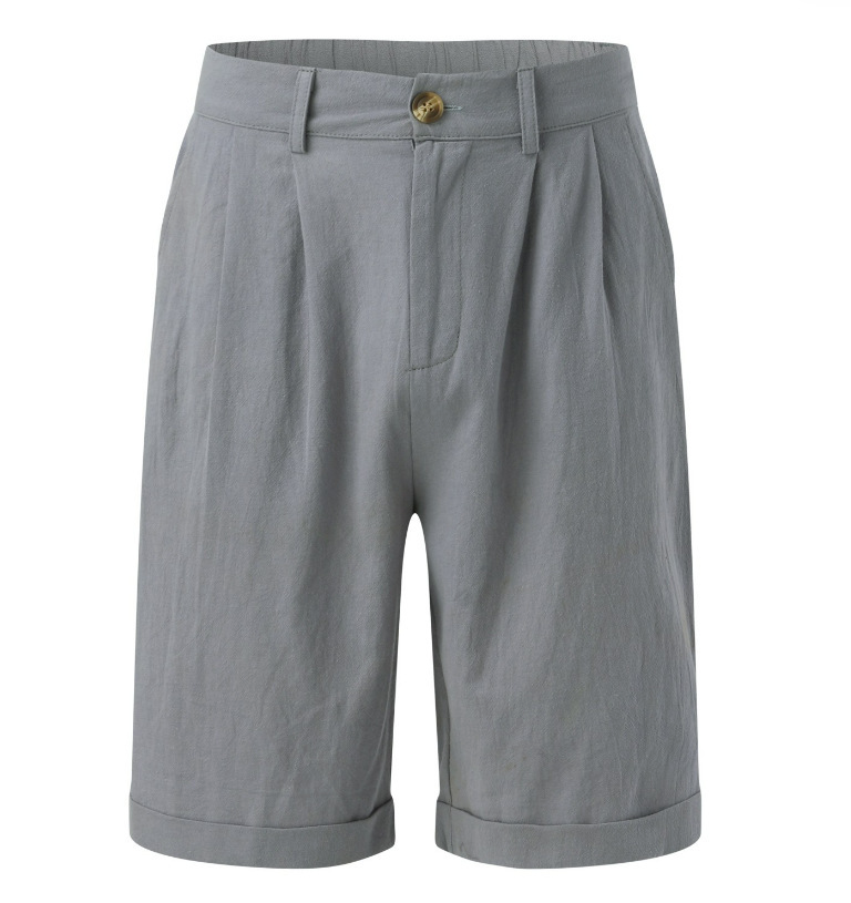 Men's casual elegant shorts, tailored fit, versatile for spring and summer. Sophisticated style, beige color, smart-casual lo
