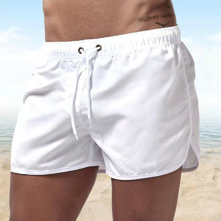 Men's casual swim shorts with adjustable waistband, relaxed fit, and versatile style, perfect for beach and pool days.