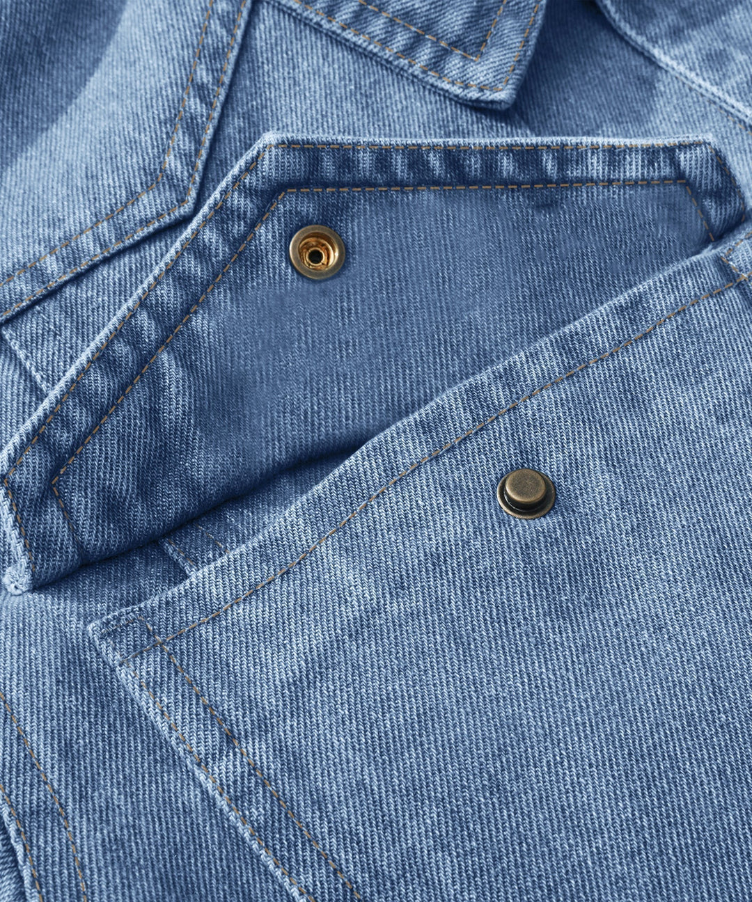 Men's denim wanderer jacket, flannel-lined, brown color, dual chest pockets, button-front closure, rugged and stylish.