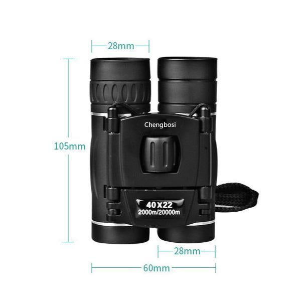 "Men's military-grade HD binoculars, 40x22 magnification, compact design, long-range view, black with anti-slip grip"