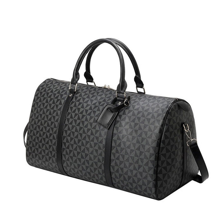 Men's premium travel bag; stylish, durable handbag with sleek design; ample compartments for travel essentials; sophisticated