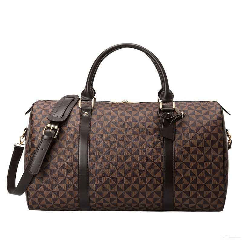 Men's premium travel bag; stylish, durable handbag with sleek design; ample compartments for travel essentials; sophisticated